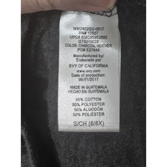 Evy Of California Charcoal Grey Girl "I Was Born To Sparkle" T-shirt Size 6/6X - Picture 4 of 6